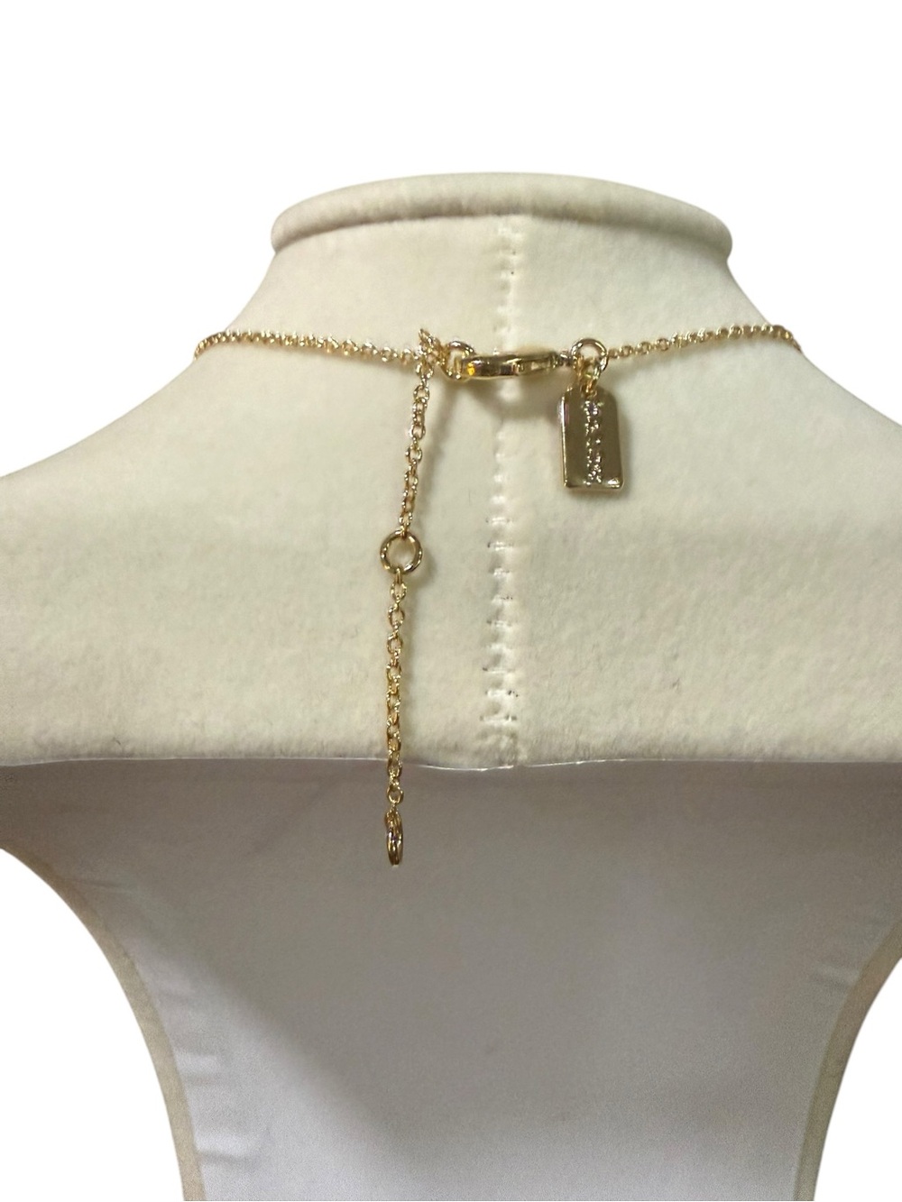 Coach Gold Tone Crystal C Logo Pendant Necklace - Picture 3 of 5